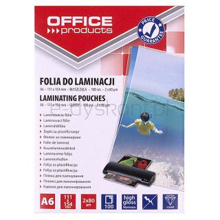 Office Products Folia Do Laminowania, A6, 2x80mikr., błyszcząca, 100szt., transparentna
