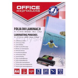 Office Products Folia Do Laminowania, A6, 2x80mikr., błyszcząca, 100szt., transparentna