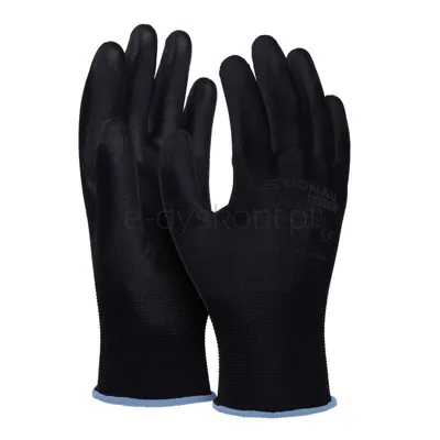 Donau Rękawice Safety Pu Black, Kat. Ii, Rozm. 9, Czarne
