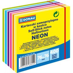 Donau Kostka samoprzylepna, 76x76mm, neon, 1x400 kart., mix kolorów
