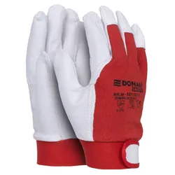 Rękawice Robocze Donau Safety, Skóra Kozia Po Stronie Dłoni, Rzep, Rozm. 11/Xxl, Biało-Czerwone