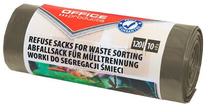 Office Products Worki na śmieci domowe do segregacji odpadów BIO, mocne (LDPE), 120l, 10szt., brązowe