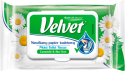 Velvet Papier Toaletowy celulozowy Rum&Aloe, nawilżany, 48 listków, biały