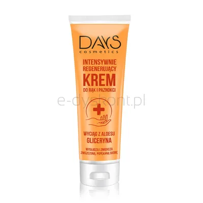Days Cosmetics Krem Do Rąk I Paznokci Intesywnie Regenrujący, Wyciąg Z Liści Aloesu I Gliceryna, 125 Ml