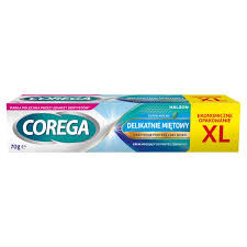 Corega Super Mocny Delikatnie Miętowy Smak Krem Mocujący Bez Cynku Do Protez Zębowych 70 G