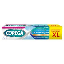 Corega Super Mocny Delikatnie Miętowy Smak Krem Mocujący Bez Cynku Do Protez Zębowych 70 G