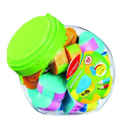 Keyroad Temperówka plastikowa Triangle, podwójna, z pojemnikiem, 30szt., w tubie, mix kolorów