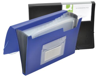 Q-Connect Teczka harm. z gumką PP, A4, 12-przegr., Czarna 