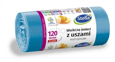 Stella Worki na śmieci z uszami, 120 l, 20 szt., niebieskie, niebieski