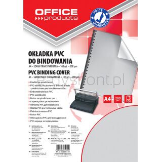 Office Products Okładki do bindowania PVC, A4, 200mikr., 100szt., szare transparentne