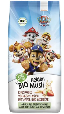 Musli pełnoziarniste jabłko-truskawka BIO 375 g Psi Patrol