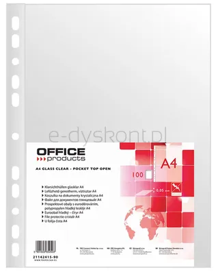Office Products Koszulki Na Dokumenty Pp, A4, Krystal, 50Mikr., 100Szt.