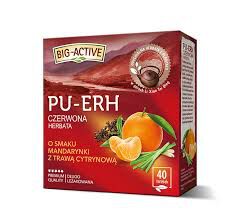 Big Active Pu-Erh Herbata czerwona o smaku mandarynki z trawą cytrynową (40tb x1,8g)
