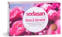 Sodasan Mydło w kostce róża & pelargonia BIO 100 g