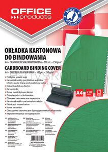 Office Products Okładki do bindowania karton, A4, 250gsm, skóropodobne, 100szt., zielone