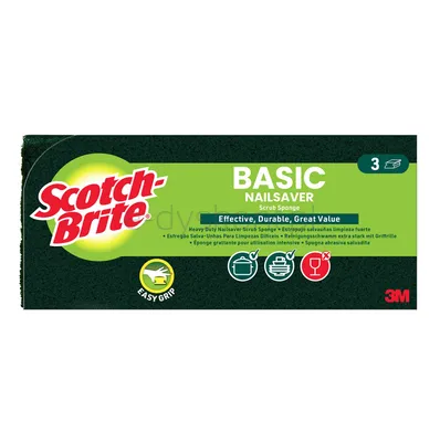Scotch  Zmywak Kuchenny Brite Basic, Profilowany, 3 Szt., Żółto-Zielony