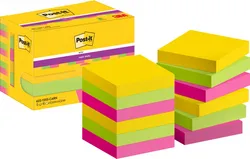 Post-It Karteczki samoprzylepne Super Sticky, 47,6x47,6mm, 12x90 kart., paleta Carnival