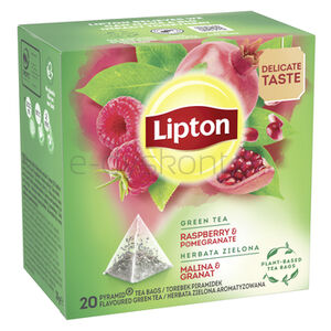 Lipton Herbata Zielona Aromatyzowana Malina Granat 20 Torebek