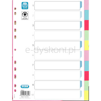 Oxford Przekładki kartonowe kolorowe 10 stron A4