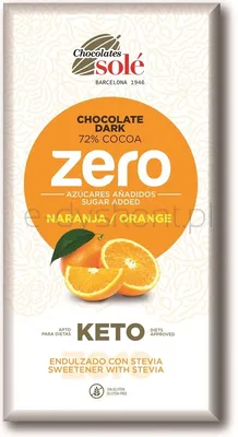 Czekolada Gorzka 72% Kakao Bez Dodatku Cukru Z Pomarańczą Ze Stewią Keto 100 G