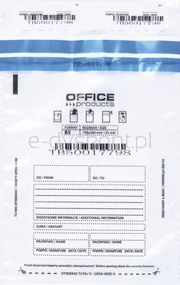 Koperta Bezpieczna Office Products, B5, 190X260Mm, 50Szt., Transparentna