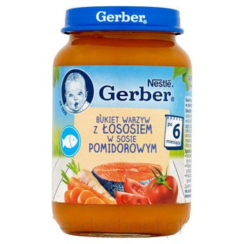 Gerber Kuchnia Polska Bukiet Warzyw Z Rybką W Sosie Pomidorowym Po 6 Miesiącu 190 G