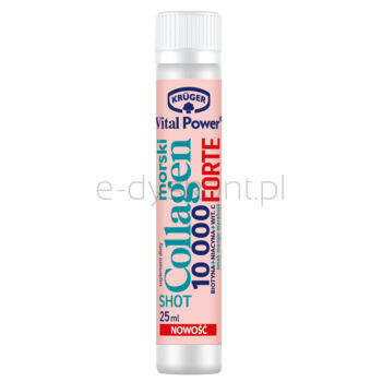 Krüger Vital Power Shot Collagen morski 10000 Forte, biotyna + niacyna + witamina C, płyn w ampułkach, 25 ml