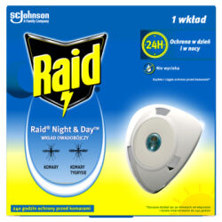 Raid Night & Day przeciw muchom, komarom i mrówkom - elektrofumigator owadobójczy z wymiennym Wkładem - 2,29g