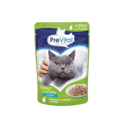 Prevital Pełnoporcjowa karma dla kotów Sterile z drobiem w sosie 100g