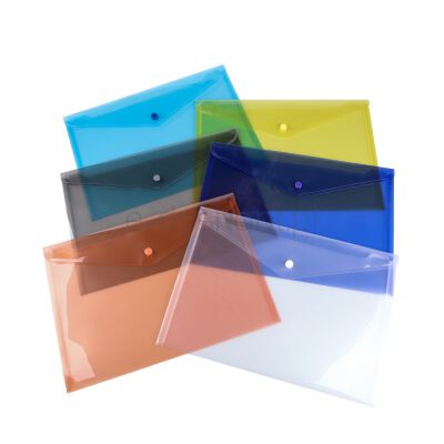 Teczka kopertowa, PP, A4, 235 x 328 x 0,18 mm, na zatrzask, display, mix kolorów 