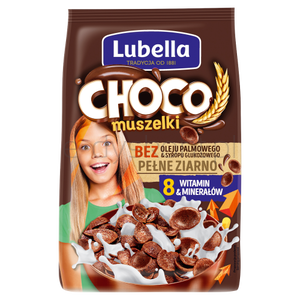Lubella Mlekołaki Choco Muszelki Zbożowe Muszelki O Smaku Czekoladowym 250 G