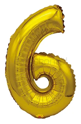 Part Go Balon foliowy cyfra 6, 80cm, złoty