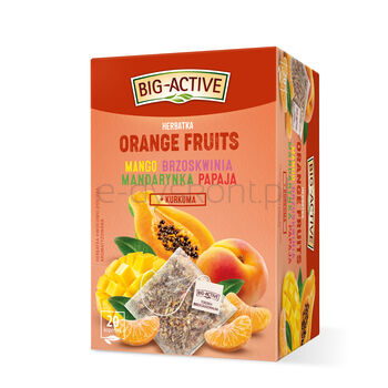 Big Active Herbatka Owocowa Orange Fruits Mango, Brzoskwinia, Mandarynka, Papaja + Kurkuma 20Torebek X 2G
