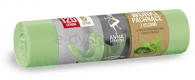 Anna Zaradna Worki na śmieci z uszami zapach miętowy, 120 l, 6 szt., miętowy