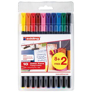 Edding Pisak z cienką końcówką e-1200 1 mm, 10 szt., zawieszka, mix kolorów