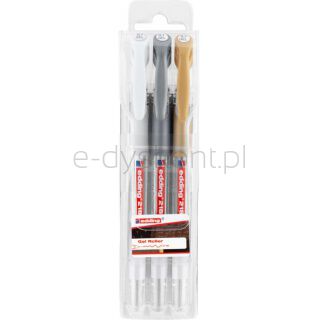 Edding Długopis żelowy e-2185/3 S, 0,7mm, 3 szt, zawieszka, mix kolorów