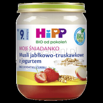 Hipp Musli Jabłkowo-Truskawkowe Z Jogurtem Bio, Po 9. M-Cu, 160 G