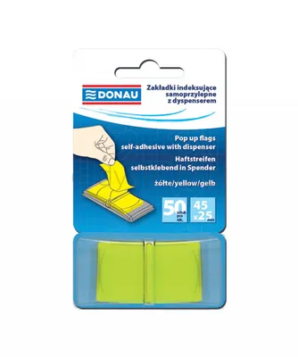 Donau Zakładki Indeksujące Pp, 25X45Mm, 1X50 Kart., Żółte