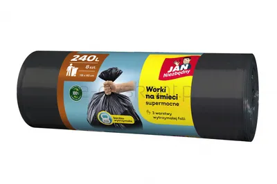 Worki na śmieci JAN NIEZBĘDNY, 240l, 8szt., czarne