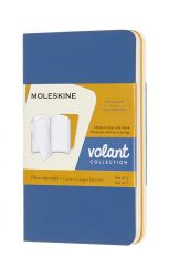 Zestaw 2 zeszytów Moleskine Volant, XS, 6,5x10,5cm, gładki, 56 stron, blue/amber yellow