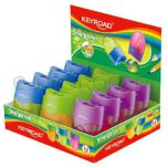Keyroad Temperówka Wave, plastikowa, podwójna, z pojemnikiem, pakowane na displayu, mix kolorów - 2