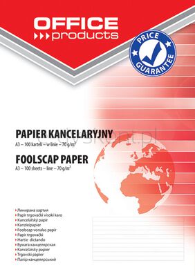 Office Products Papier kancelaryjny w linie, A3, 100ark.
