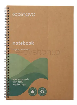 Econovo Kołonotatnik z recyklingu, A4, 80 kart., 70gsm, naturalny