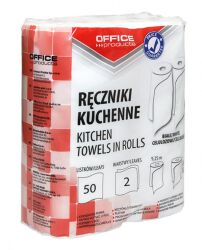 Office Products Ręczniki Kuchenne Celulozowe  2-Warstwowye, 50 Listków, 9, 25M, 2Szt., Białe