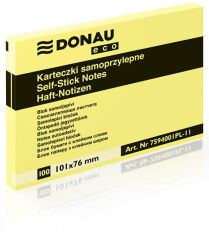 Donau Bloczek Samoprzylepny Eco, 101X76Mm, 1X100 Kart., Jasnożółty 