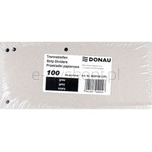 Donau Przekładki Karton 1/3 A4, 235x105mm, 100szt., szare