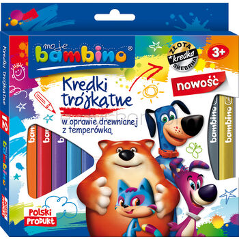 Moje Bambino Kredki Bambino Trójkątne W Drewnie 12 Kolorów