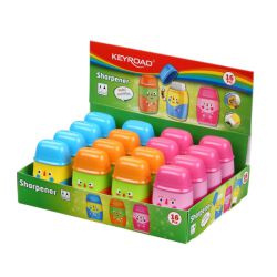 Keyroad Temperówka plastikowa Hello, z gumką, podwójna, z pojemnikiem, display, mix kolorów