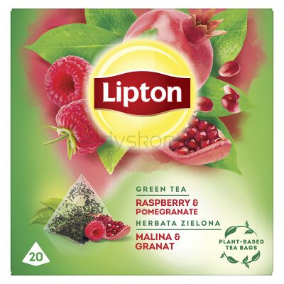 Lipton Herbata zielona aromatyzowana malina granat 28 g (20 torebek)