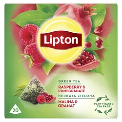 Lipton Herbata zielona aromatyzowana malina granat 28 g (20 torebek)